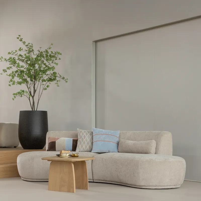 Nur Für Kurze Zeit 4 Sitzer Sofa BATAVIER halbrund Velvet Melange sandfarben