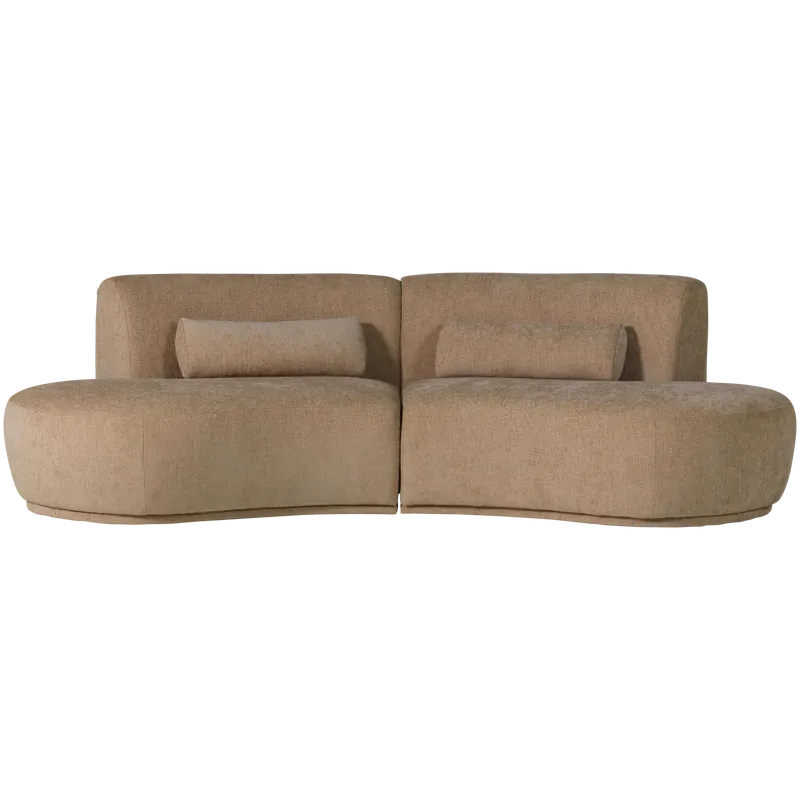 Neu 4 Sitzer Sofa BATAVIER halbrund Velvet Melange hellbraun