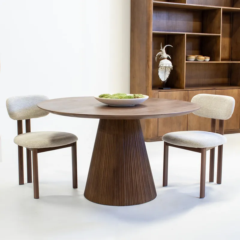 Esstisch SAVOIR rund Ø 130 cm Mango Massivholz dunkelbraun Sonderangebot