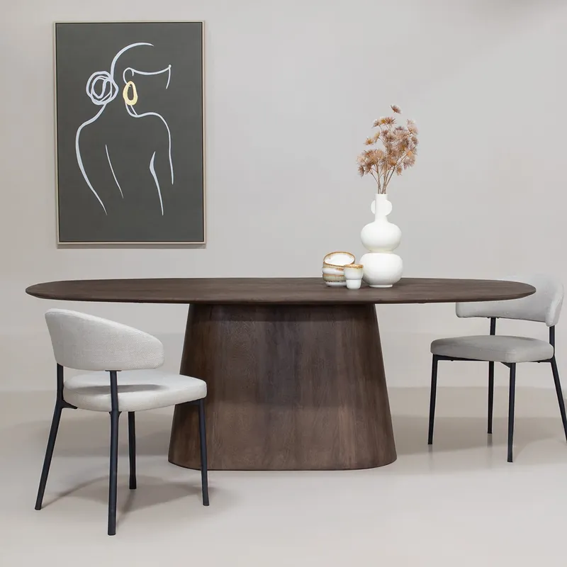 Neuheit Esstisch Hermine dänisch oval 220 x 100 cm Mangoholz dunkelbraun