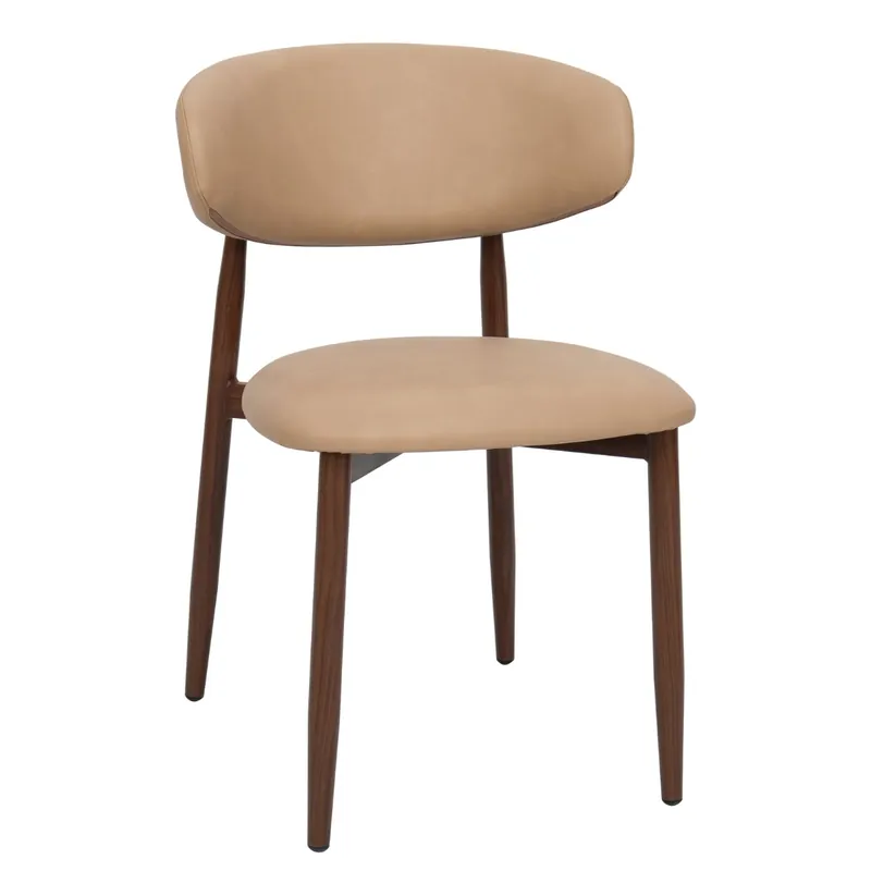 Esszimmerstuhl Stuhl NOVA Metall Wallnussdekor Kunstleder beige Heißes Angebot