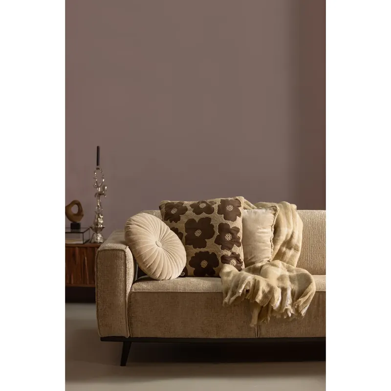 Günstig 3 Sitzer Sofa Statement Struktur Velvet wheatfield Couch