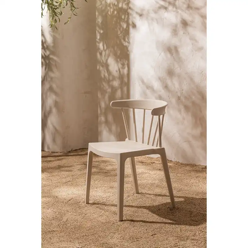 2er Set Gartenstuhl Kunststoff BLISS BIOFASER off white melange stapelbar Finale Aktion