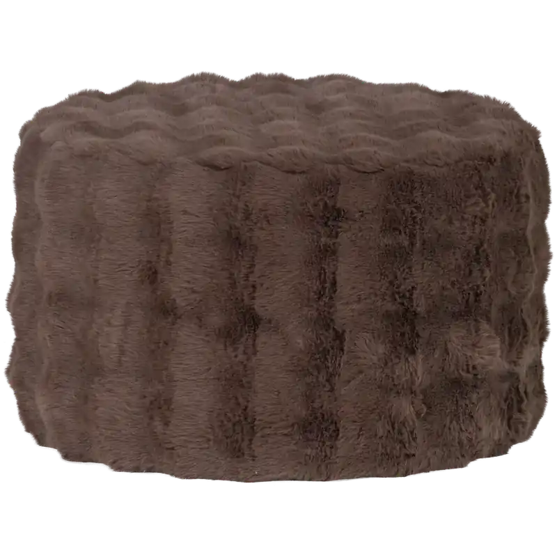 Hocker Sitzhocker OLVEN Ø 60 cm flauschiger Stoff braun Sale