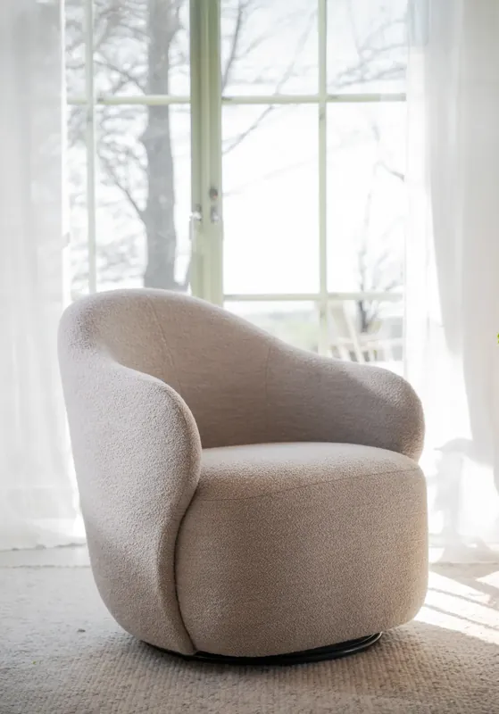 Sessel TOWN mit Drehfunktion Mischgewebe hellbeige Drehsessel Relaxsessel Billig