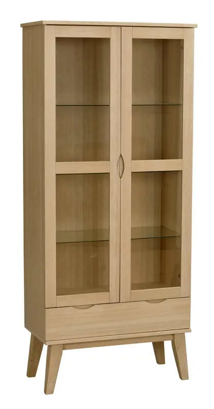 Vitrinenschrank VLIPPA H 185 cm mit 2 Türen Eiche natur Sofort Bestellen