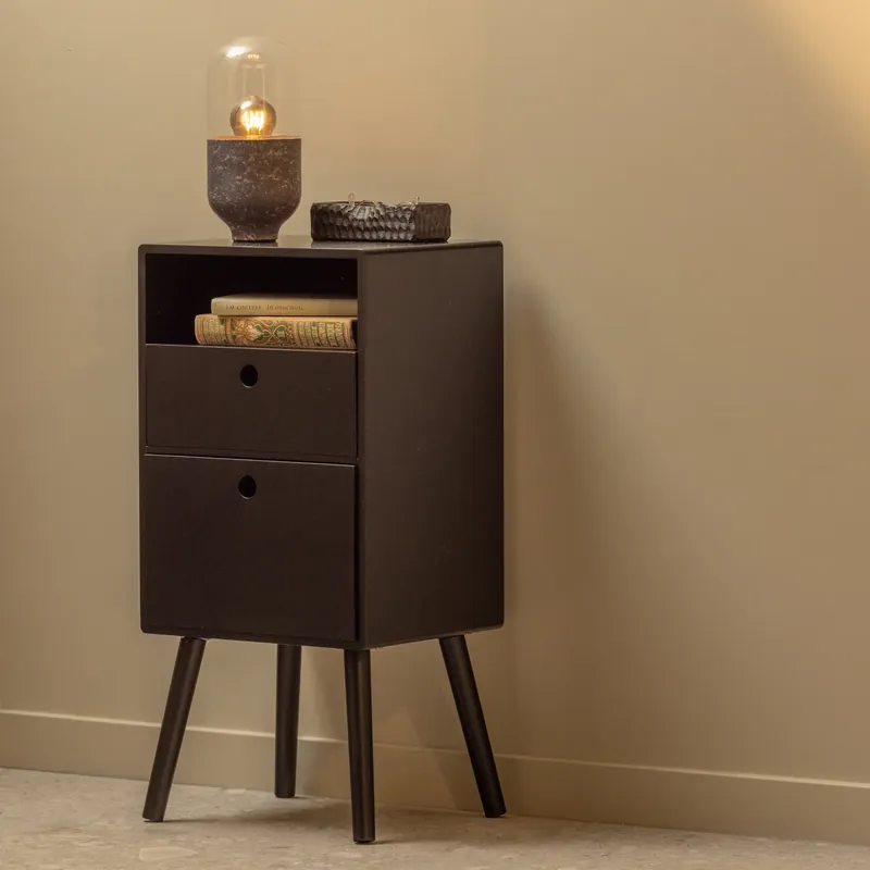 Nur Für Kurze Zeit Nachtschränkchen OZZY H 75 cm MDF schwarz Nachttisch