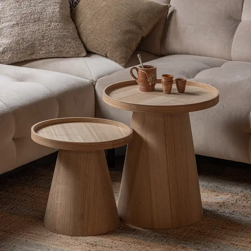 Knallerangebot Beistelltisch MAUD konisch rund Ø 45 cm MDF Holzdekor natur