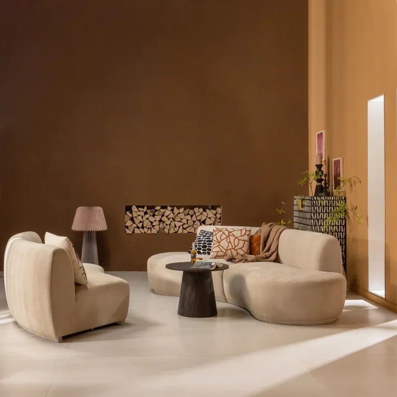Top-Angebot Couchtisch MAAN Ø 80 cm MDF 3D foliert dunkelbraun Anstelltisch Sofatisch