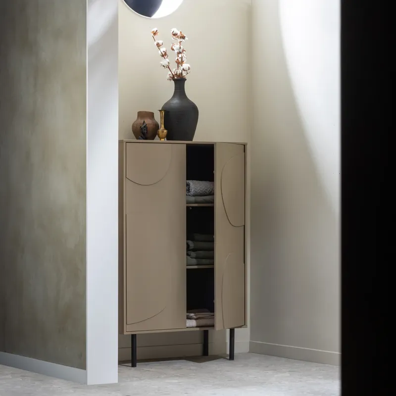 Schrank CADIZ H 135 cm Kiefer Massivholz schlammfarben Aufbewahrungsschrank Direktkauf