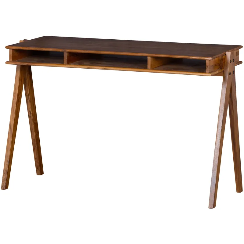 Schreibtisch COMPARTMENT 120 x 50 cm Akazienholz massiv braun Top-Preis