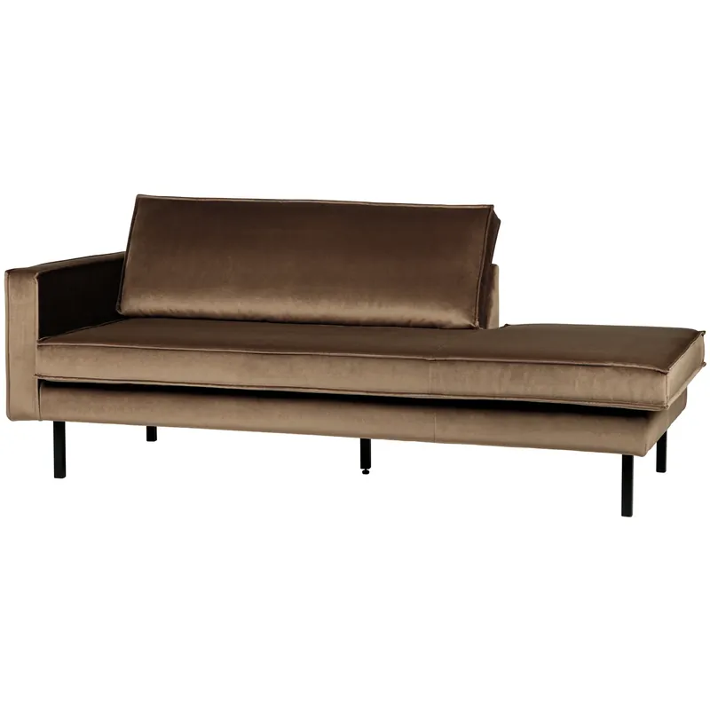 Preiswert Sofa Chaiselongue RODEO Recamiere Samt taupe links Tagesbett