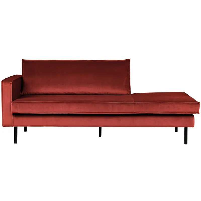 Mega-Angebot Sofa Chaiselongue RODEO Recamiere Samt kastanie links Tagesbett