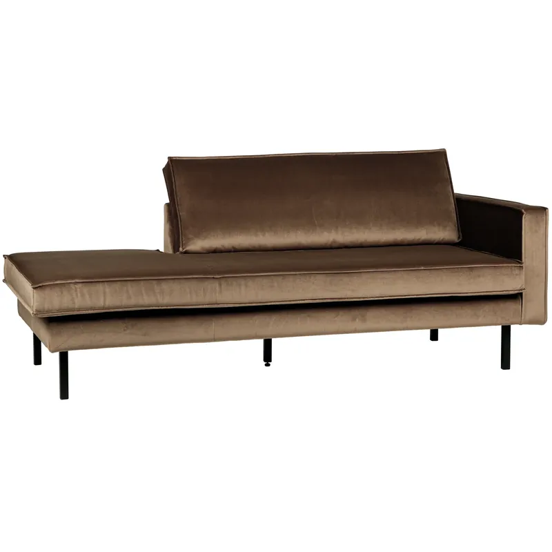 Sofa Chaiselongue RODEO Recamiere Samt taupe rechts Tagesbett Sale