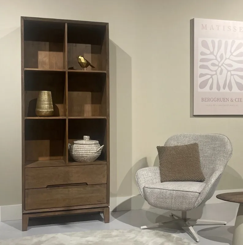 Schrank Regal Bücherregal Cortez B 83 cm Mangoholz braun Nur Für Kurze Zeit