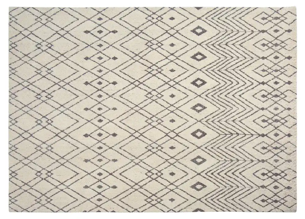 Vintage Teppich Edward 170 x 240 cm Baumwolle beige mit Muster Carpet Billig