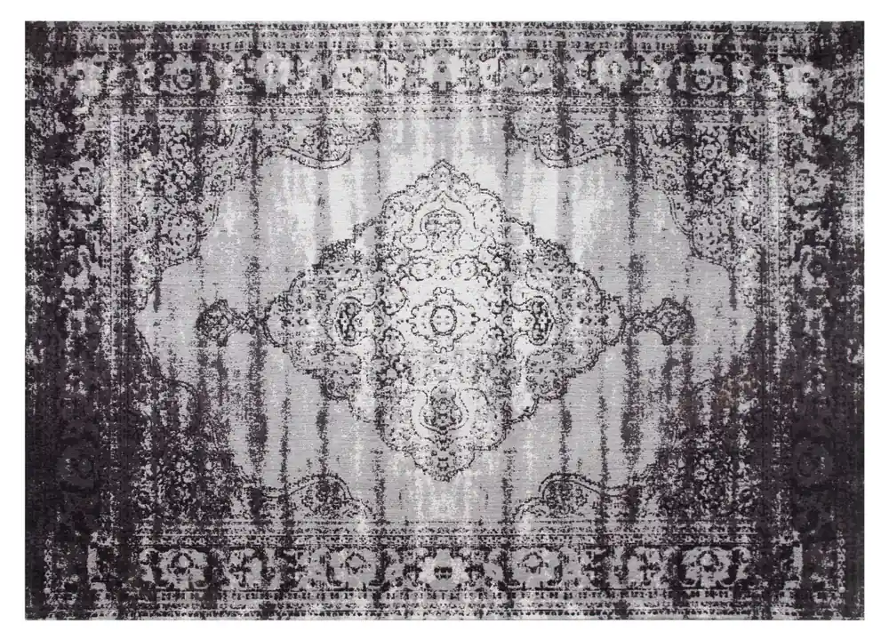 Super-Preis Vintage Teppich Kelly 200 x 290 cm Baumwolle schwarz mit Muster Carpet