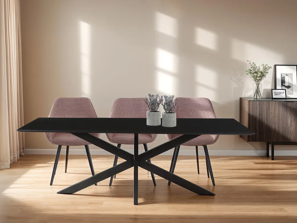 Neu Esstisch Spider 220 x 100 cm Akazienholz Metall schwarz