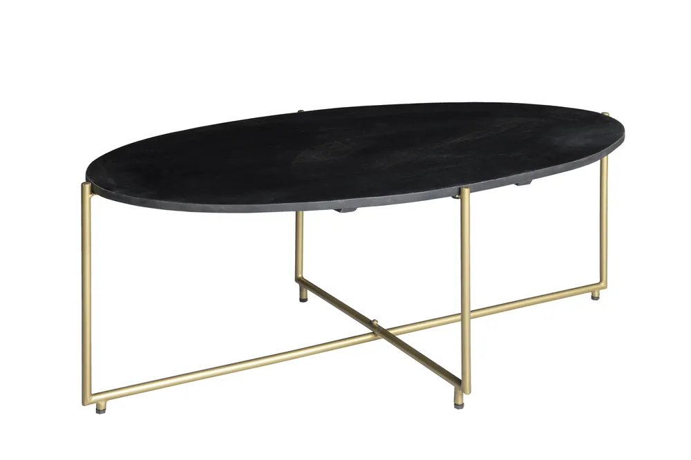 Neuheit Couchtisch Anthony oval 110 x 40 cm Mangholz schwarz gold
