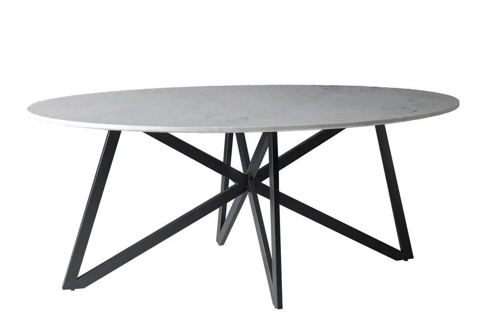 Preisknaller Esstisch Web oval 200 x 100 cm Marmor weiß Metall