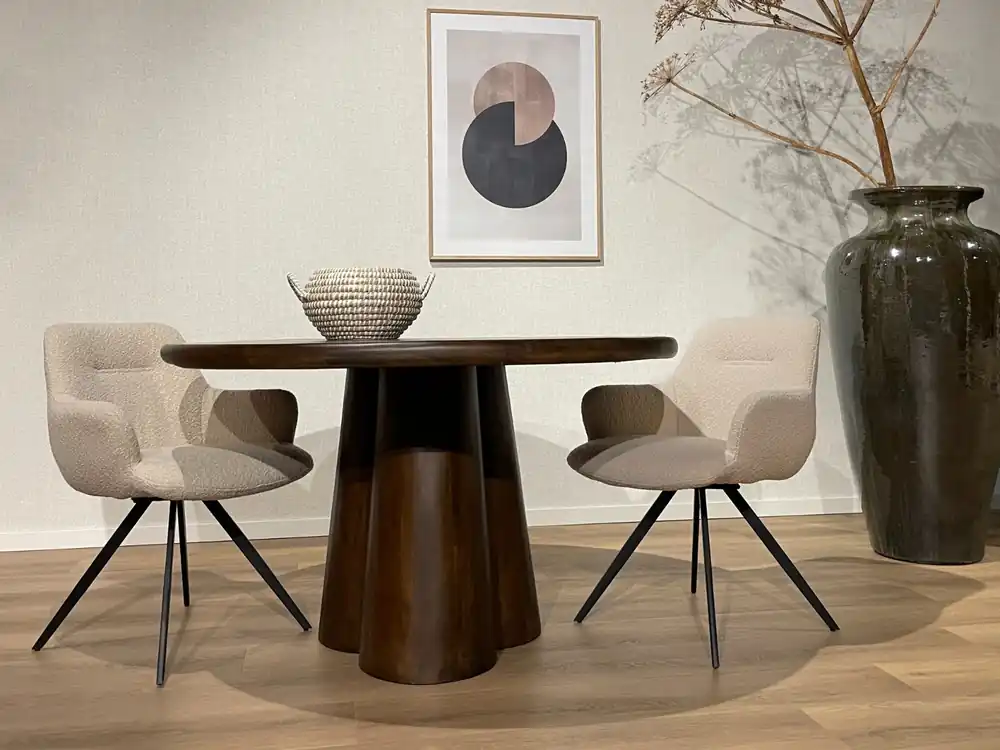 Esstisch Clubs rund Ø 130 cm Mangoholz braun Rabatt
