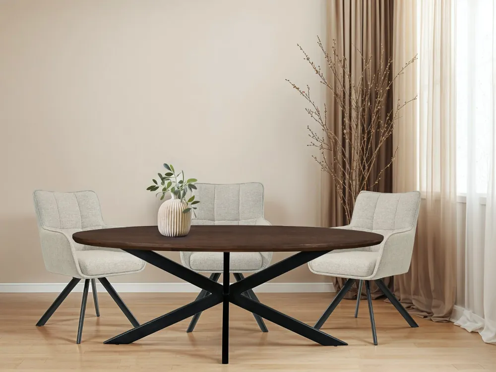 Neue Ware Esstisch Jesper oval 240 x 110 cm Mangoholz braun