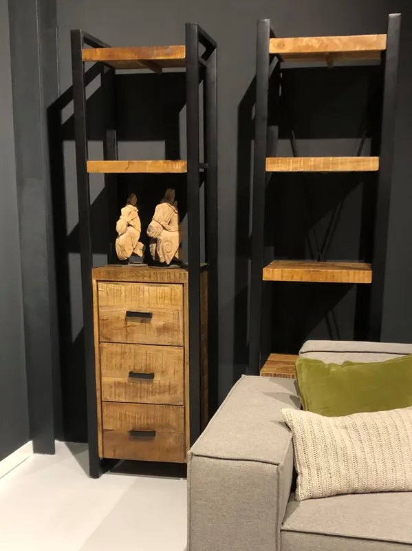 Schneller Versand Regal mit 3 Schubladen Standregal Nairobi B 55 cm Mangoholz