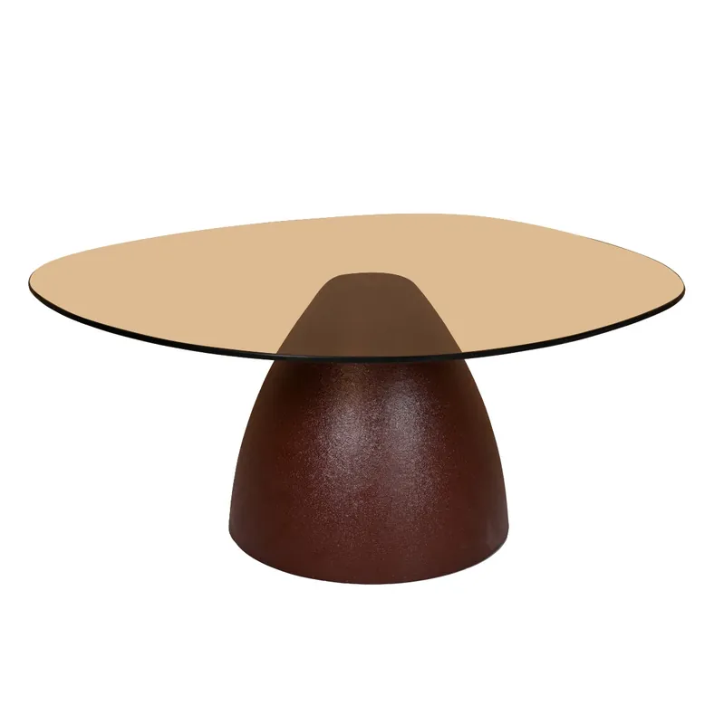 Begrenztes Angebot Couchtisch Mylon 76 x 86 cm Metall burgundy Glas Anstelltisch