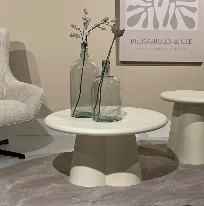 Günstig Couchtisch Clubs rund Ø 80 cm MDF Beton cremeweiß