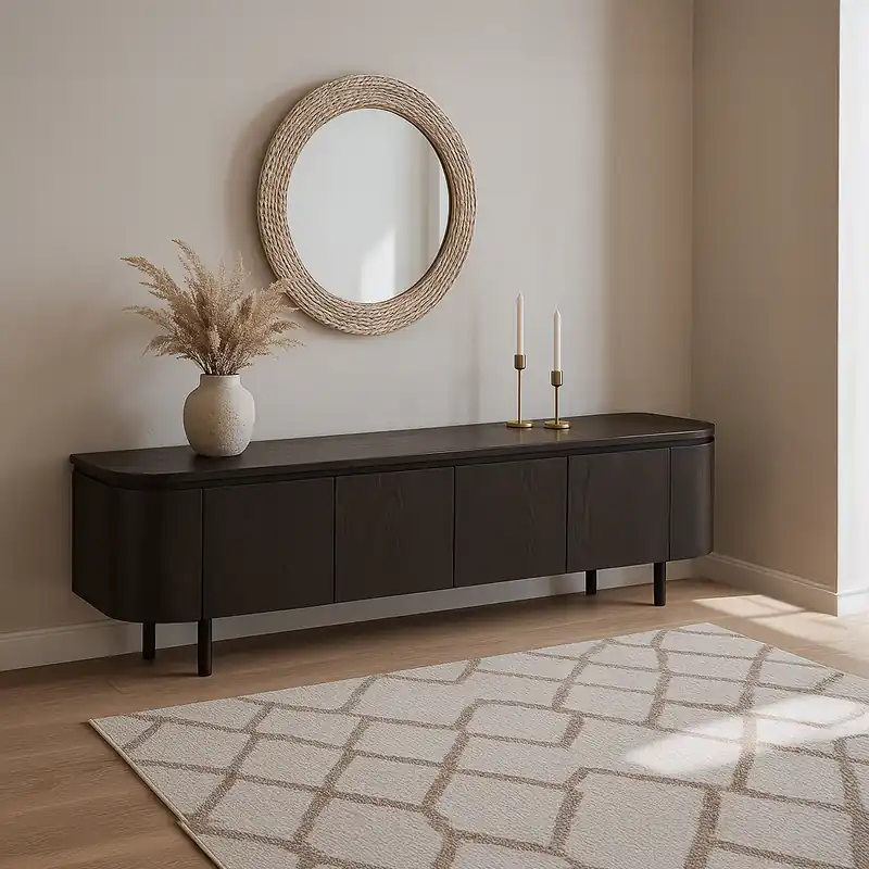 TV Möbel Lowboard Tobago 210 cm Eiche Furnier Espresso Sideboard Beliebt