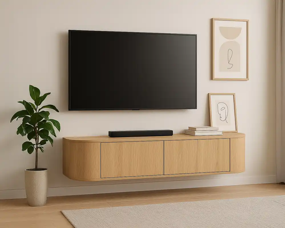 Super-Preis TV Möbel Lowboard Novero 140 cm schwebend Eiche natur