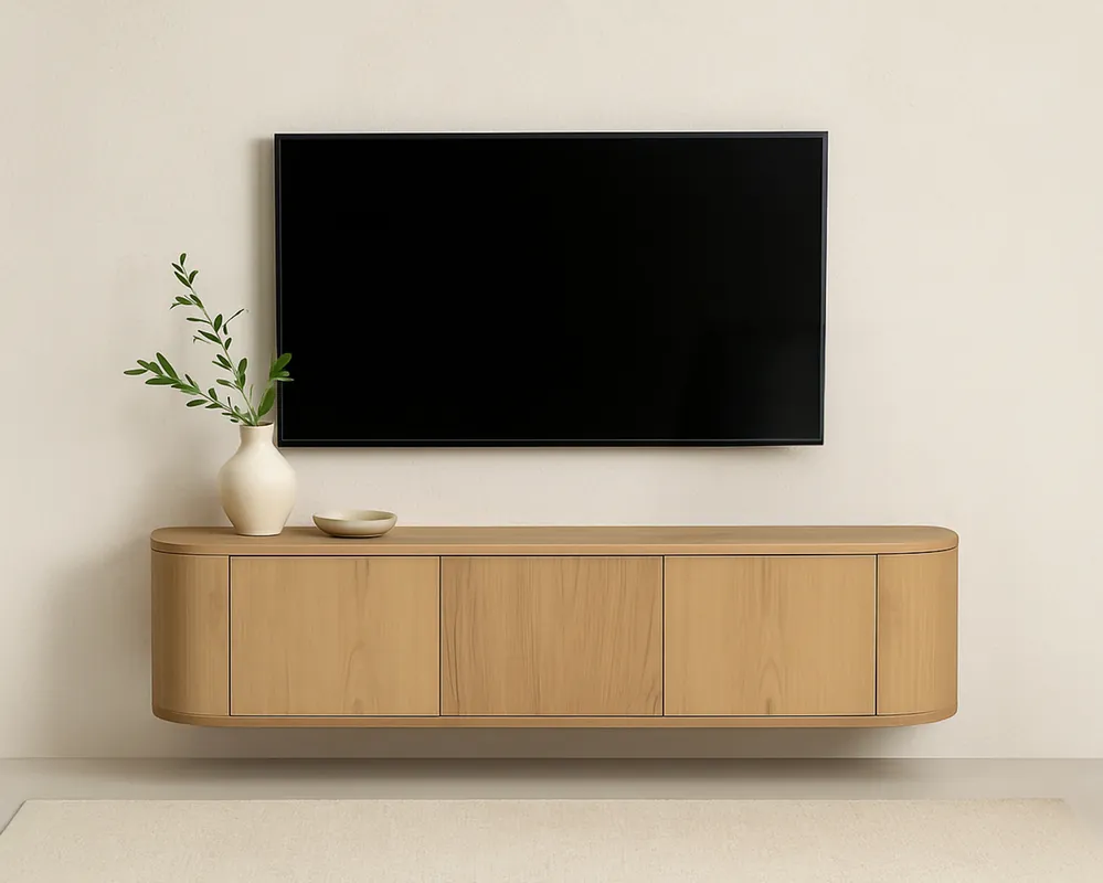TV Möbel Lowboard Novero 220 cm schwebend Eichenholzfurnier natur Kommode Wochenendangebot