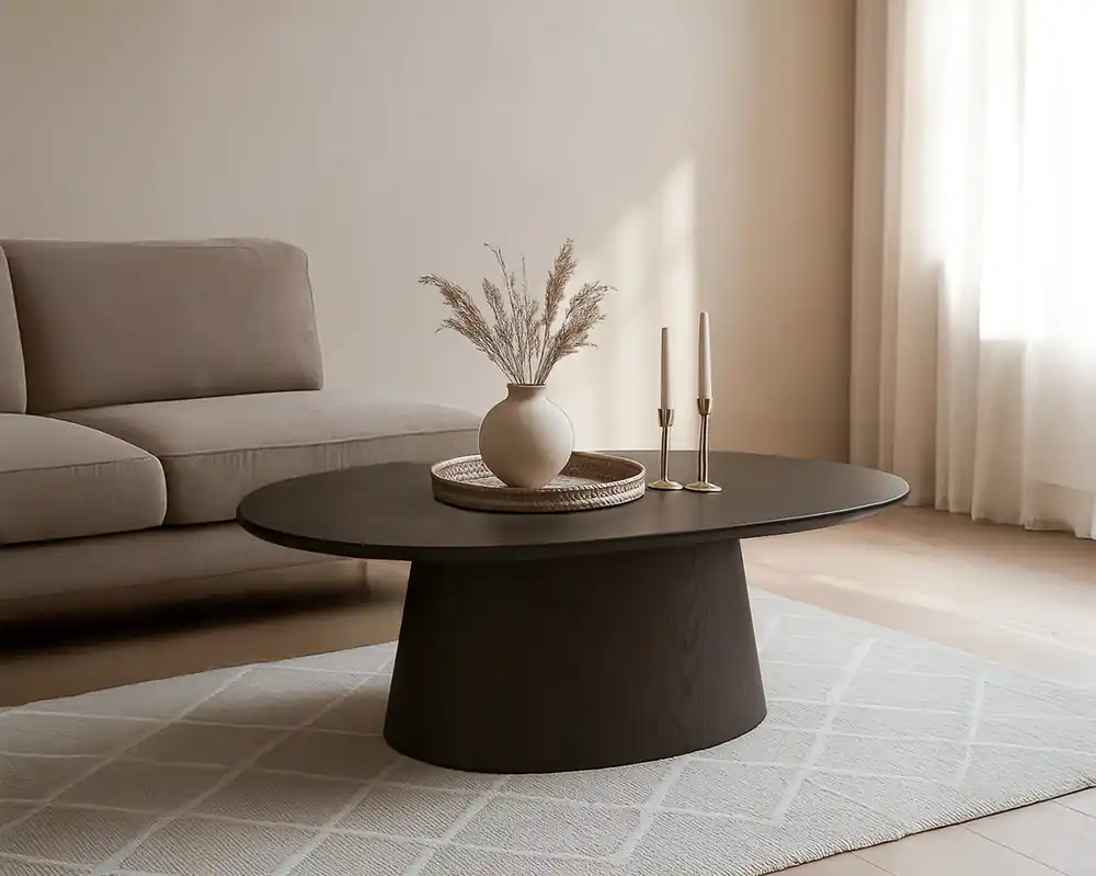Couchtisch Novero oval 120 x 70 cm Eichenholzfurnier Espresso braun Top-Preis