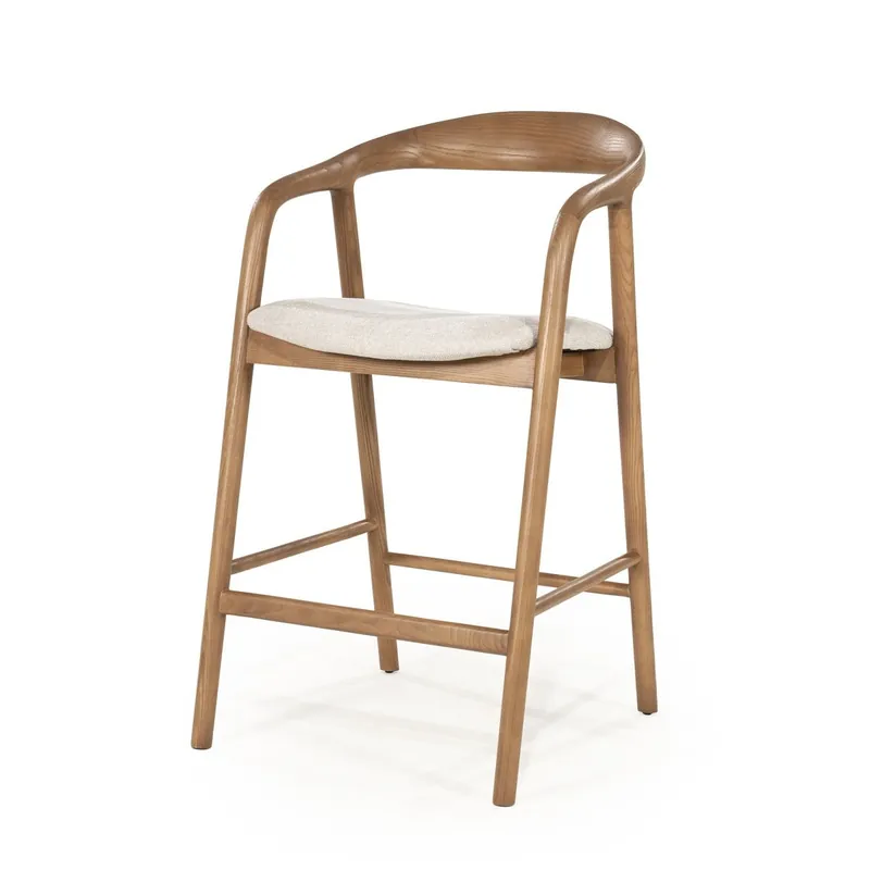 Top-Seller Barstuhl Rayven SH 65 cm Barhocker Esche Massivholz Bezug beige