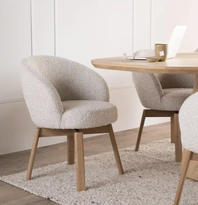 Preisknaller Esszimmerstuhl drehbar Livia Drehstuhl Beine Eiche Stoff beige