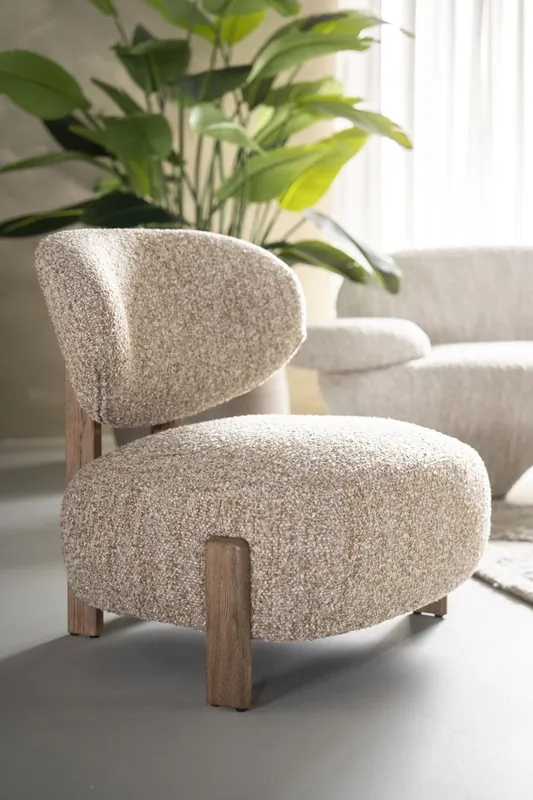 Sessel Reza Eichenholz braun Stoff beige Relaxsessel Fernsehsessel Wochenendangebot