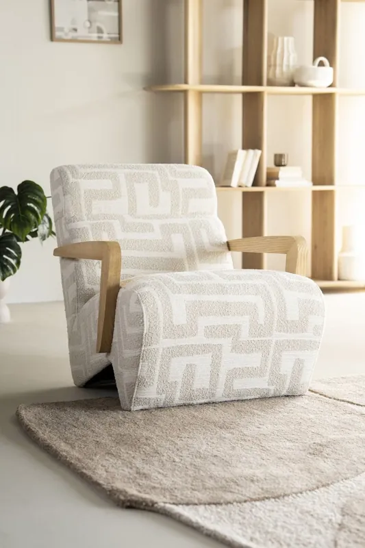 Neu Im Sortiment Sessel Olek Eschenholz Stoff beige Libre Relaxsessel Fernsehsessel