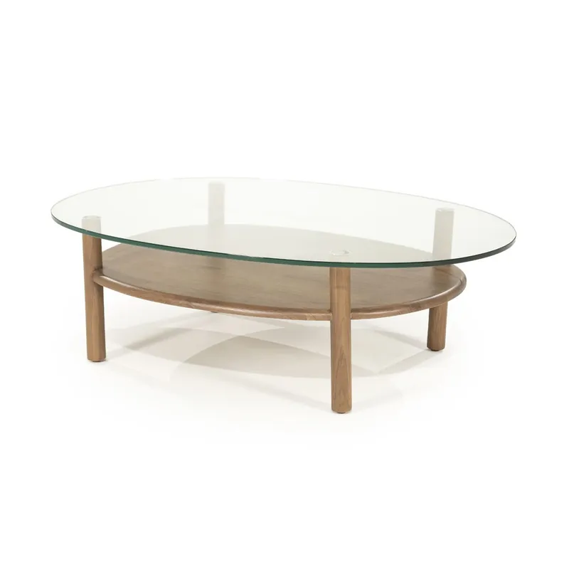 Direkt Vom Hersteller Couchtisch Cleo oval 101,5 x 73 cm mit Glasplatte Eiche Massivholz dunkel