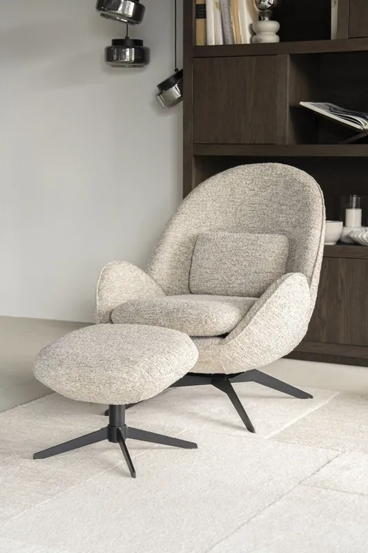 Sessel Ryan Stoff beige mit Hocker Relaxsessel Fernsehsessel Ausverkauf
