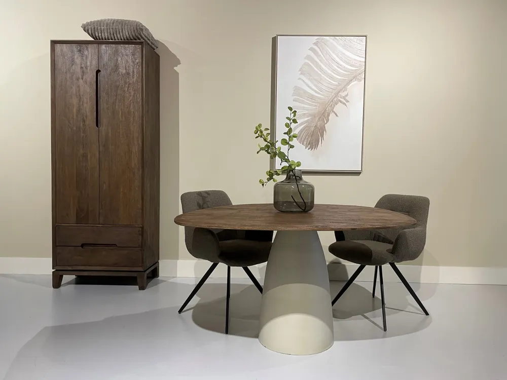 Bestseller Esstisch Marron 140 x 120 cm Metall cremeweiß Mangoholz Esszimmertisch