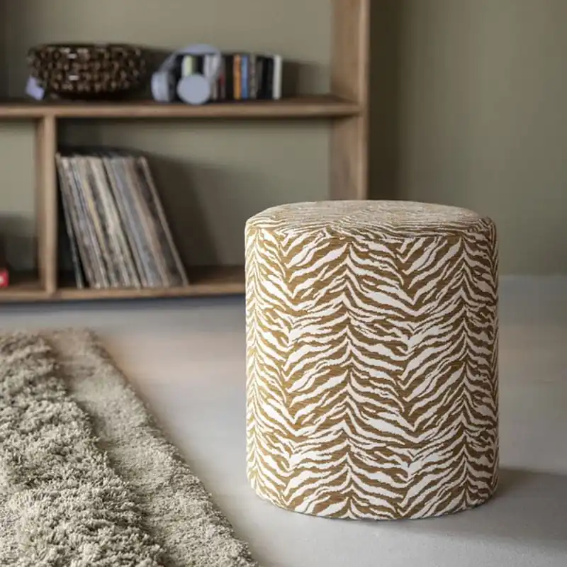 Preis Gesenkt Pouf Tigra Ø 38 cm Muster senffarben Hocker Sitzhocker