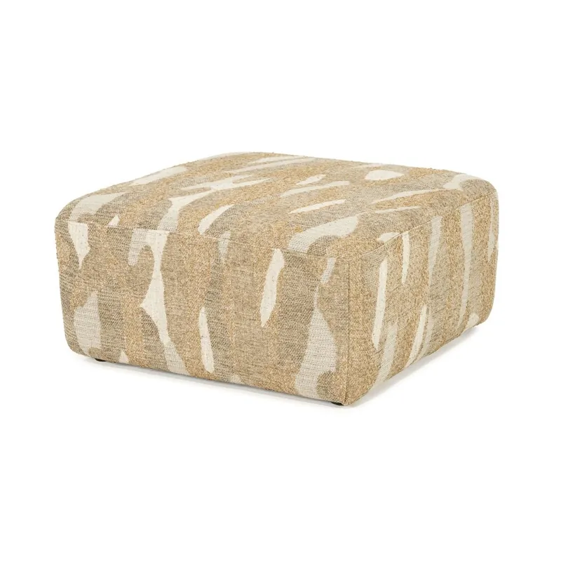 Sitzpouf Hocker Rytm 70 x 70 cm Stoff taupe mit Muster Pouf Sonderangebot