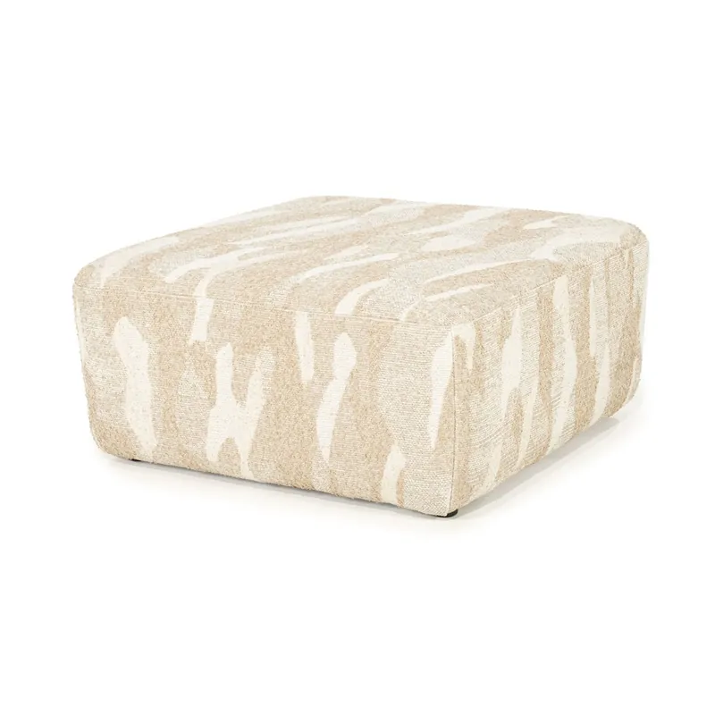 Angebot Sitzpouf Hocker Rytm 70 x 70 cm Stoff beige mit Muster Pouf
