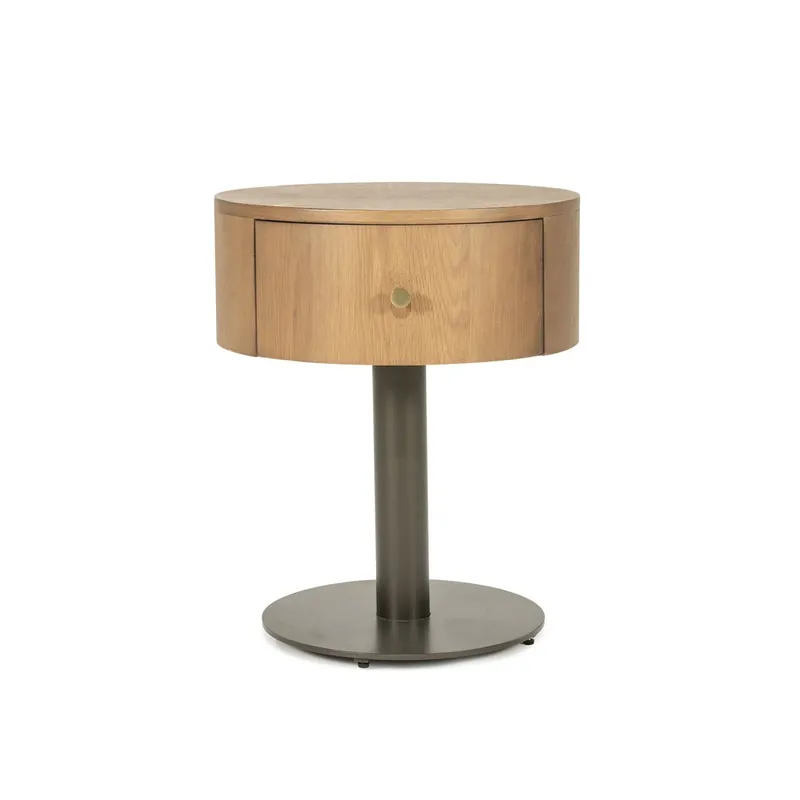Nachtschränkchen Skye H 60 cm Eiche Massivholz braun Metall Nachttisch Letzte Chance