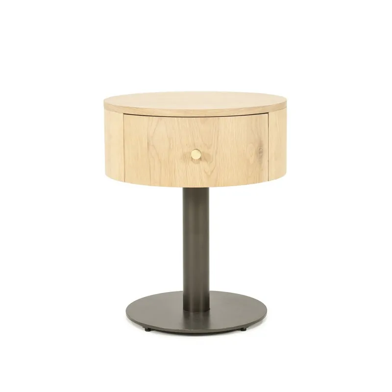 Nachtschränkchen Skye H 60 cm Eiche Massivholz hellbraun Metall Nachttisch Markenprodukt
