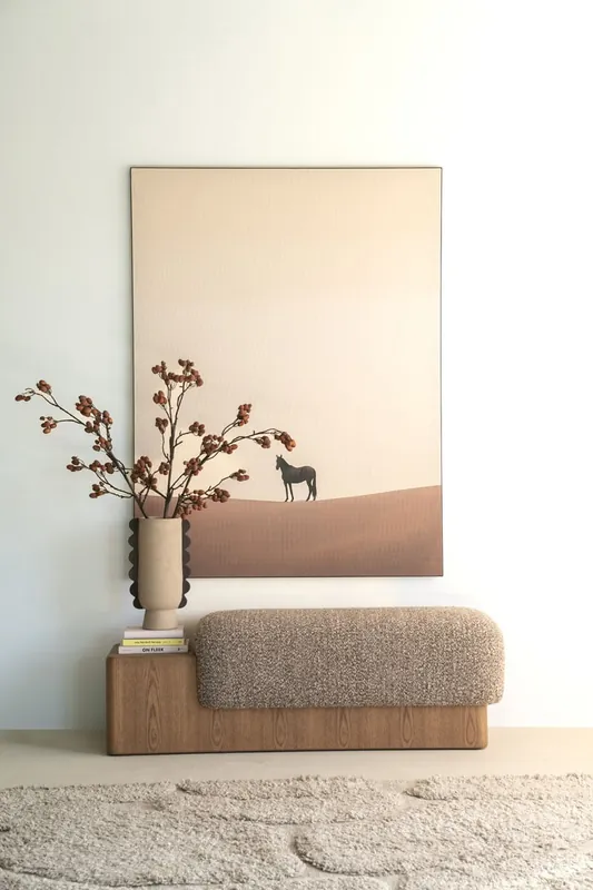 Mega-Angebot Sitzbank Bank George 133 cm Esche Furnier Stoff Flou taupe