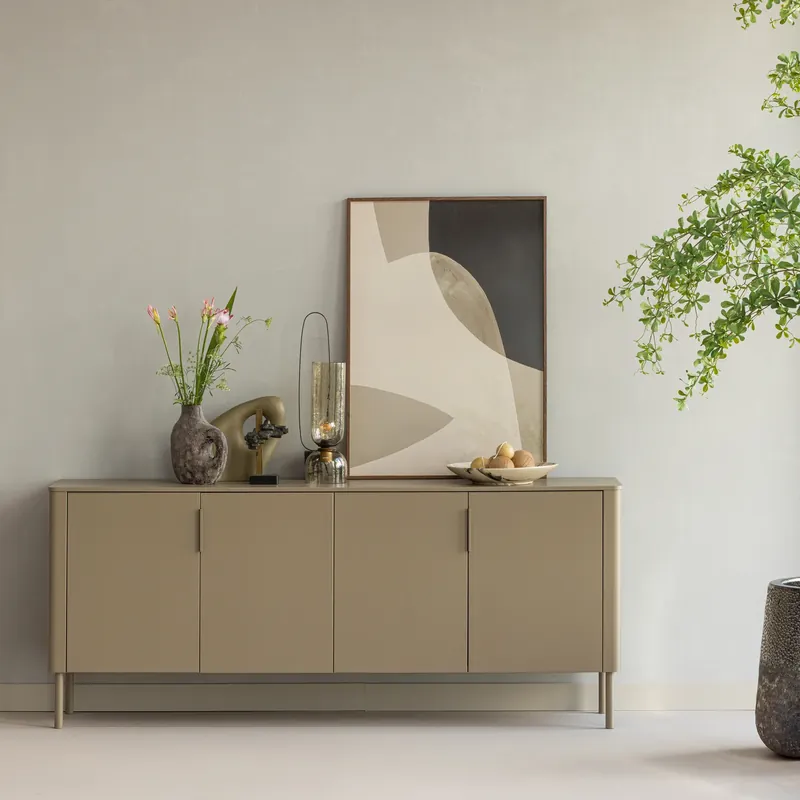 Begrenztes Angebot Sideboard GUNNAR 200 cm mit 4 Türen Kiefernholz schlammfarben Kommode