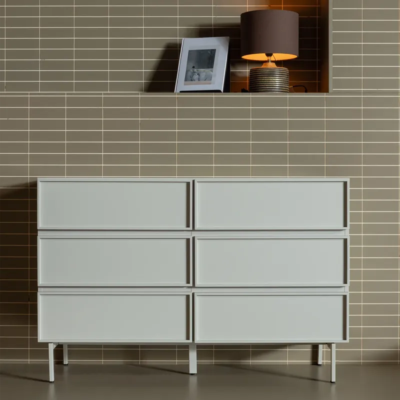 Aktuell Kommode TOURS 120 cm mit 6 Schubladen MDF Melamin beschichtet sandfarben
