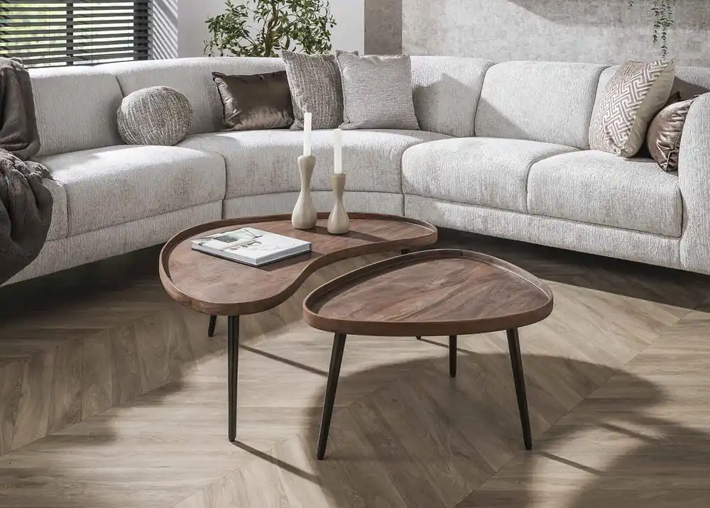2er Set Couchtisch Soul Akazie Massivholz braun Abverkauf