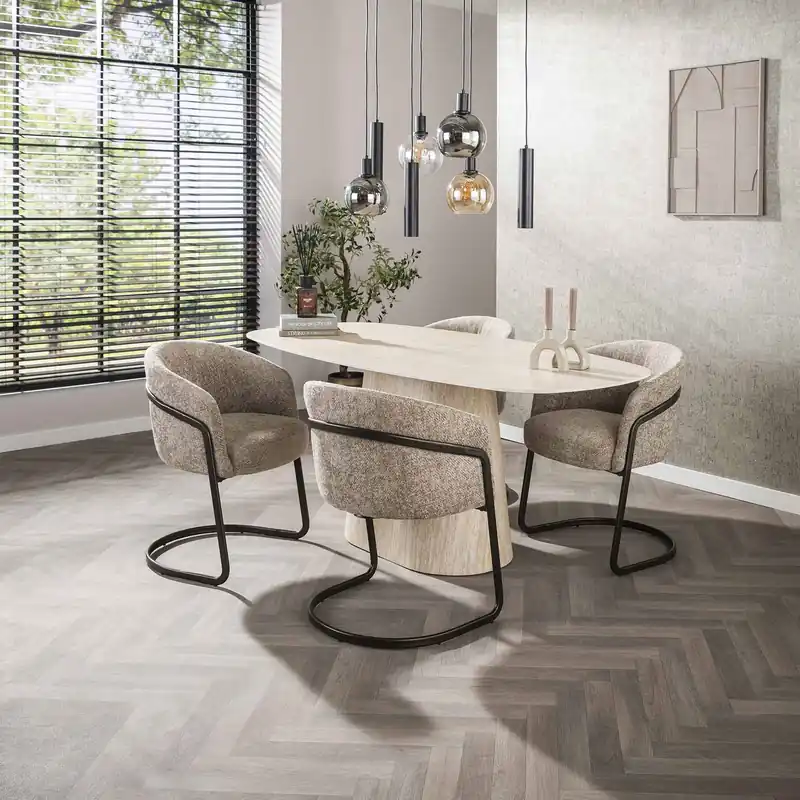 Super-Preis Esstisch VERONA Keramikplatte Travertinoptik oval 180 x 90 cm